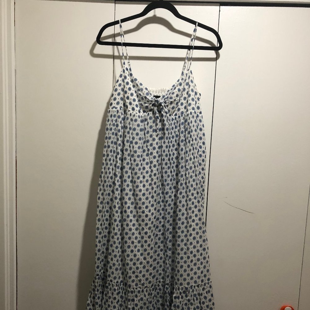 J Crew Maxi Dress  | M |  100% Cotton White & Blue